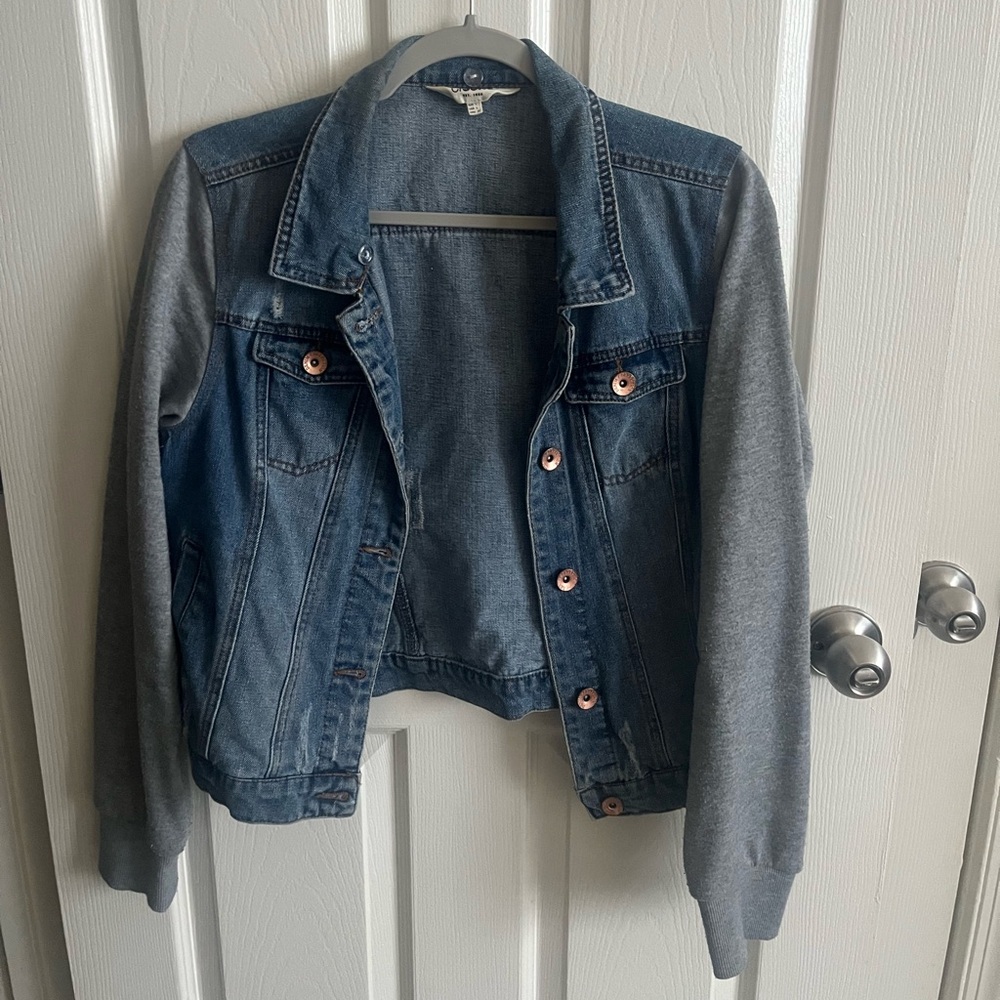 Blue and Gray Denim Jacket